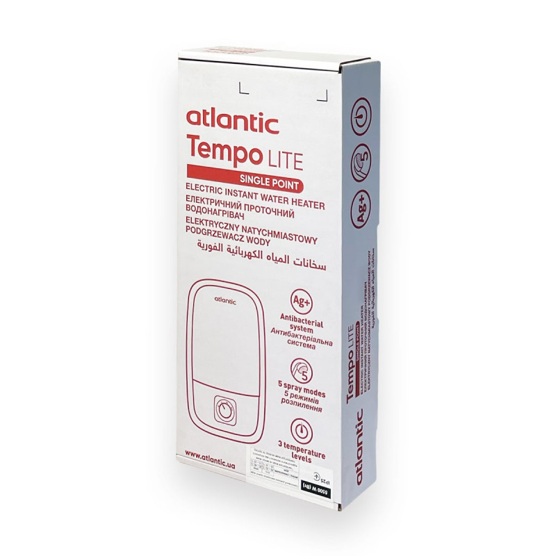 Atlantic Водонагрівач проточний електричний Tempo Lite IECI-SW2P55 SP 5.5 kW (811033)