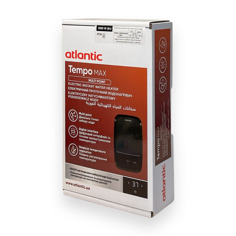 Atlantic Водонагрівач проточний електричний Tempo Max Multi IECI-SW2C85 MP 8.5 kW (811035)