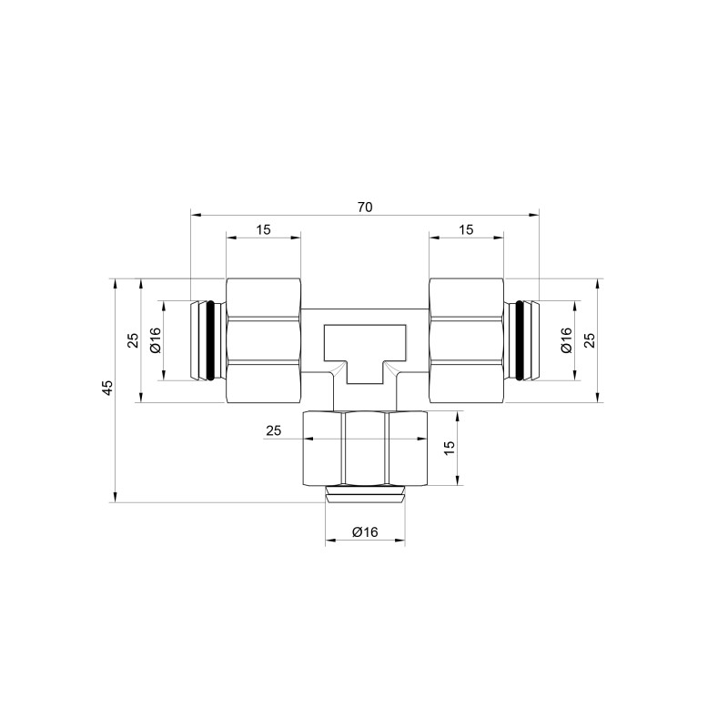 SD Plus Трійник обтискний 16 SD158W161616