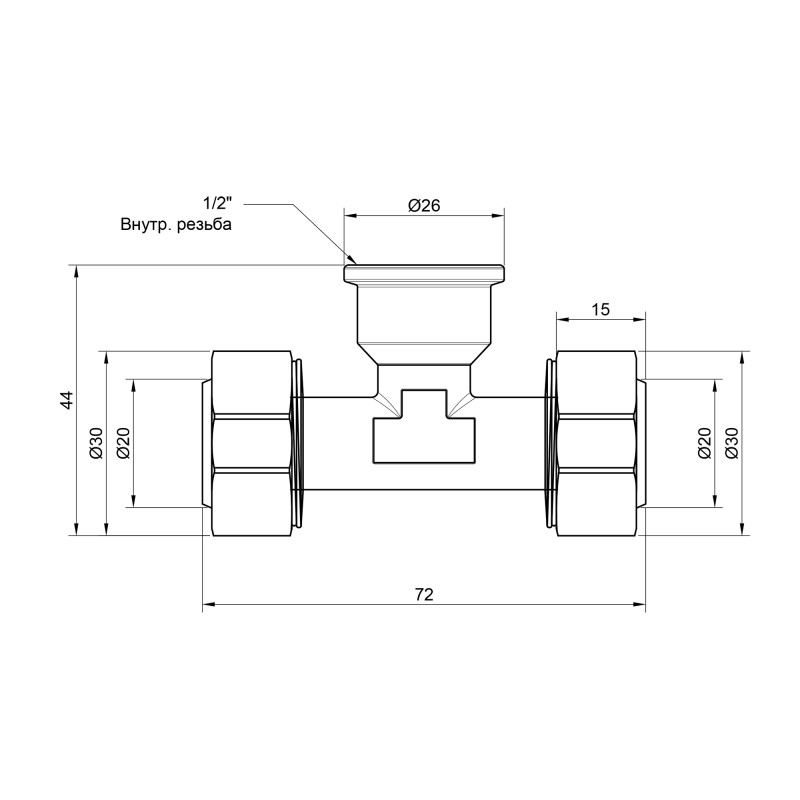 SD Plus Трійник обтискний 20х1/2"х20 ВР SD159W201520