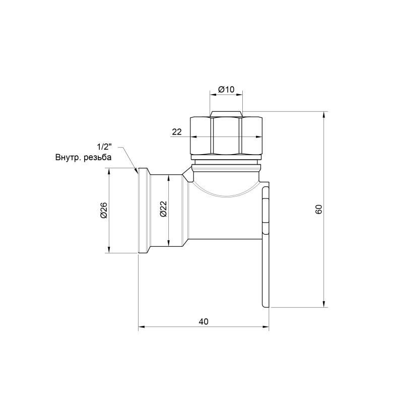 SD Plus Кут обтискний настінний 16х1/2" ВР SD162W1615