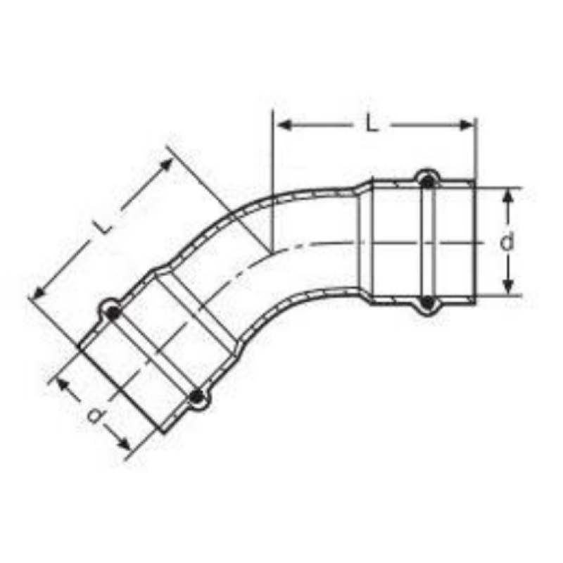 Прес-фітінг Кутник 45° вн/вн нерж. сталь 28 Valtec (VTi.959.I.002828)