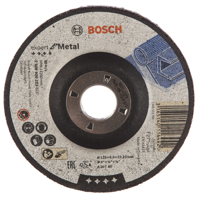 BOSCH Диск шліфувальний по металу 125х22,2мм (2608600223)