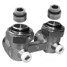 Узел нижнего подключения PROJEKT угловой с переходниками G1/2"xG3/4" Herz