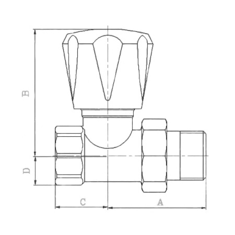 Клапан радіаторний Valtec ручний прямий полегшений вн-нар 3/4" VT.008.LN.05 (VT.008.LN.05)