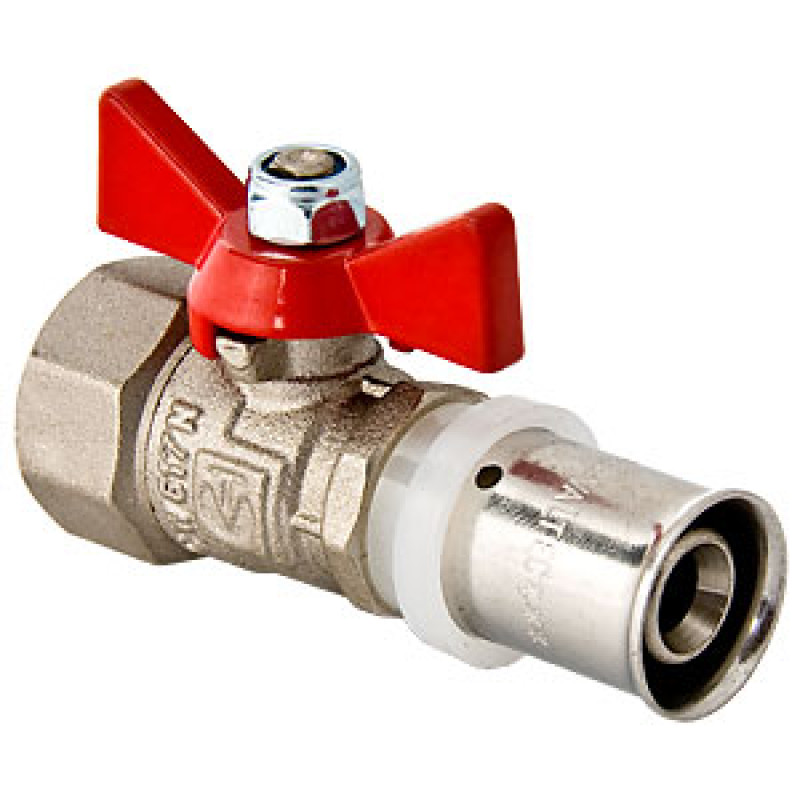 Кран шаровый под прес, ручка бабочка 16х1/2 вн. Valtec