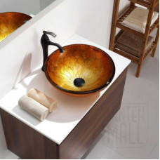 Скляна раковина Kraus Orion 432*152мм ( компл. д/к, монт.кільце) (GV-691)