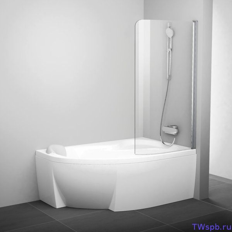 Ширма для ванни Ravak Rosa CVSK1 (7QRS0C00Y1, 100x150 см, скло прозоре, профіль хром, права) (7QRS0C00Y1)