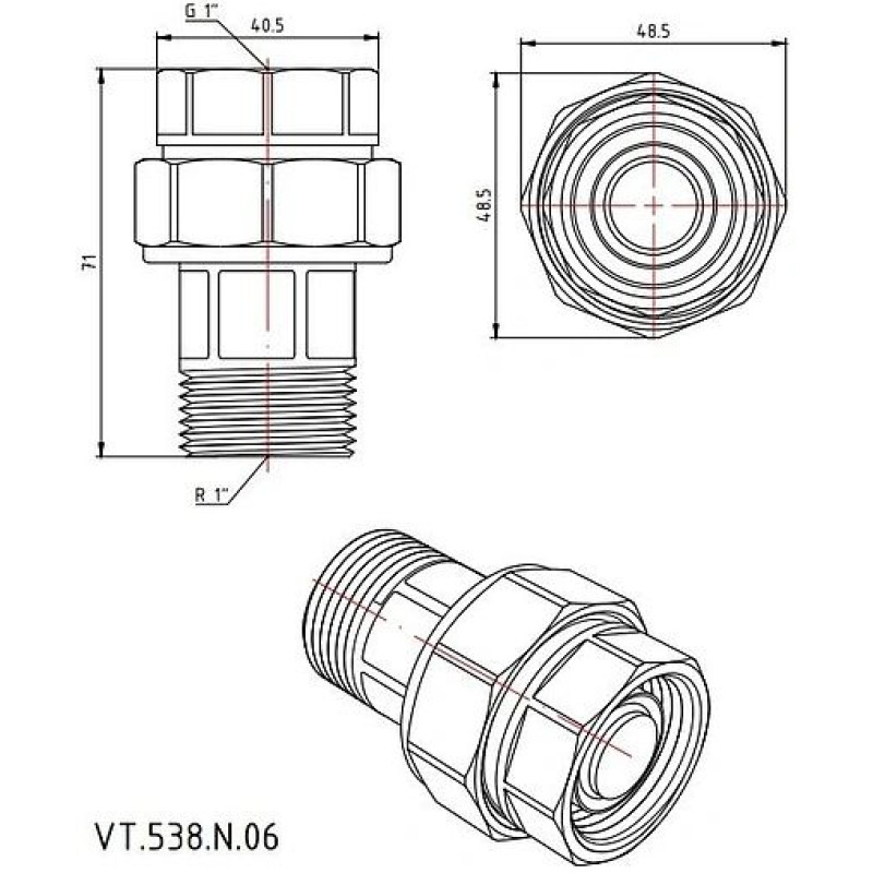 Сгон-отсекатель 1" никель Valtec (VT.538.N.06)