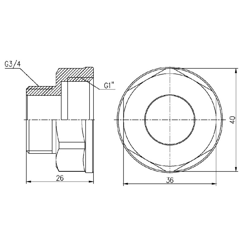 SD Forte Перехід 1"х3/4" ВЗ SF3602520