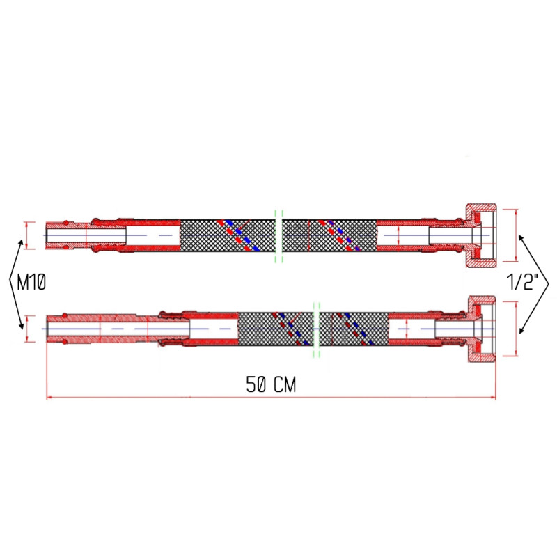 SD Forte Гнучка підводка для змішувача М10 50 см SF380W50