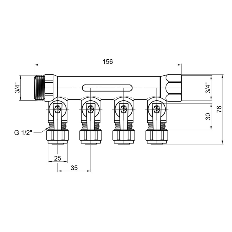 SD Plus Колектор 3/4" 4 виходи SD231W4