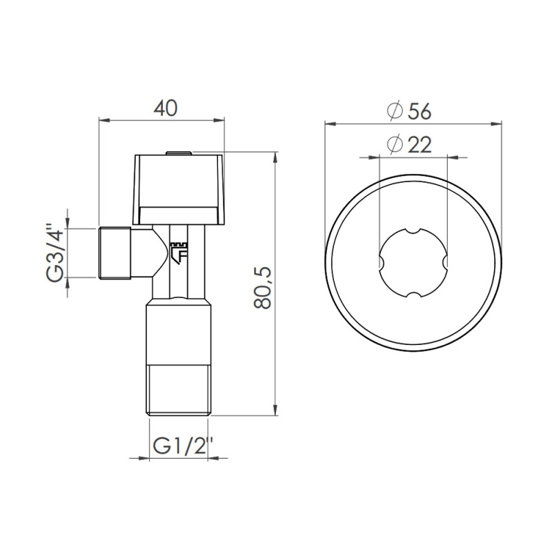SD Forte Кран приладовий кульовий 1/2"х3/4" SF340W1520