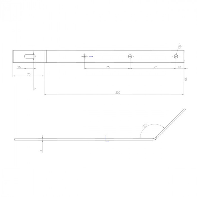 KVADO Подовжувач металевий 4 мм, коричневий 135°