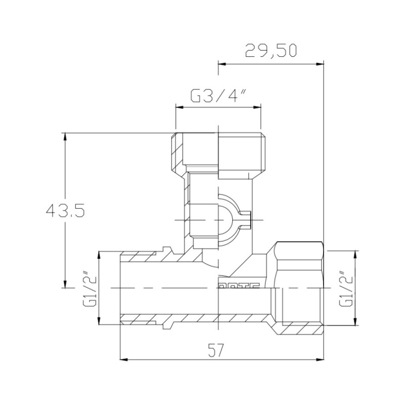 SD Forte Кран приладовий кульовий 1/2"х3/4"х1/2" SF186W152015