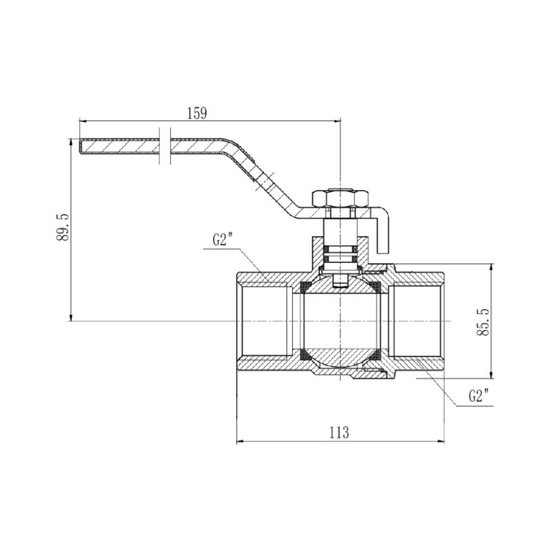 SD Forte Кран кульовий 2" ВР для газа (ручка) SF600G50