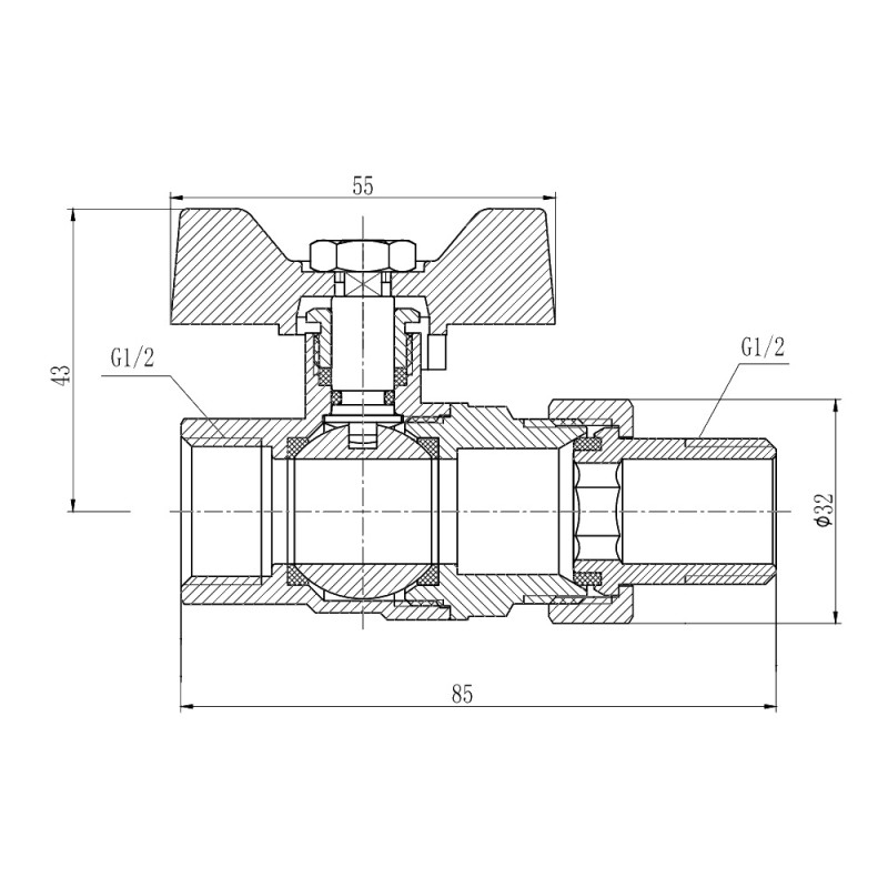SD Forte Кран кульовий "Американка" 1/2" прямий SF220W15