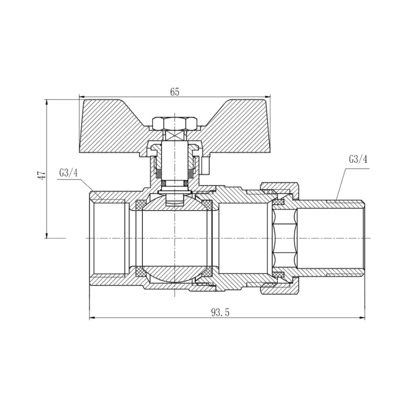SD Forte Кран кульовий "Американка" 3/4" прямий SF220W20