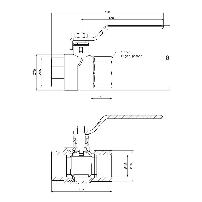 SD Forte Кран кульовий 1" 1/2 ВР для води (ручка) SF600W40