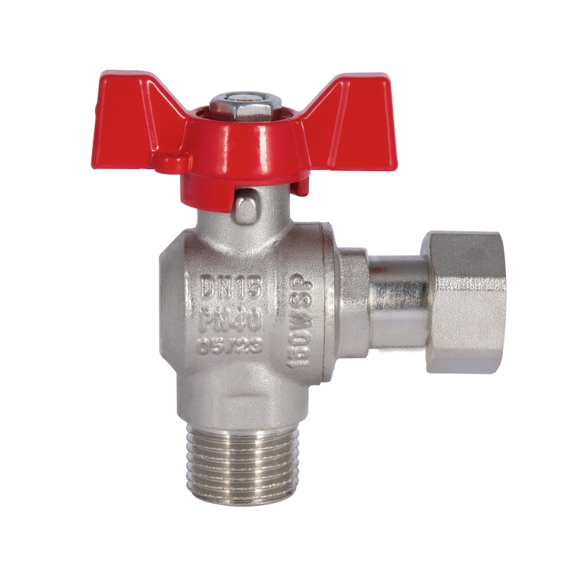 SD Forte Кран кульовий з накидною гайкою 1/2" ВЗ для води кутовий SF224W15