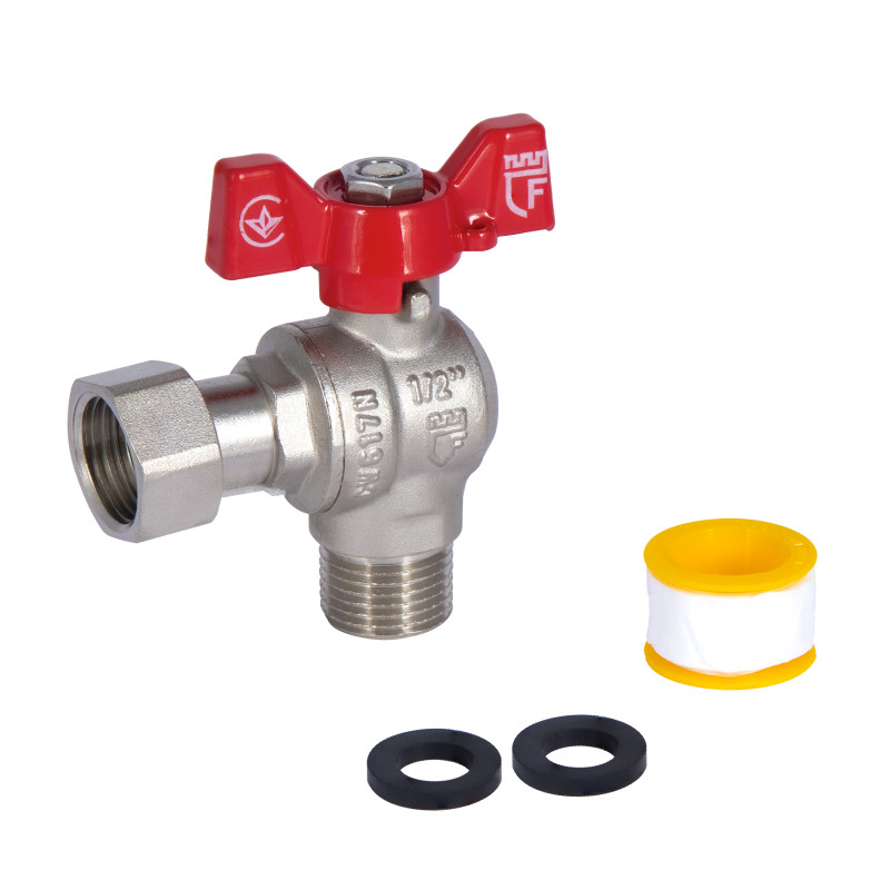 SD Forte Кран кульовий з накидною гайкою 1/2" ВЗ для води кутовий SF224W15