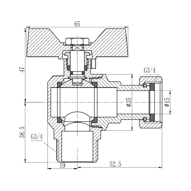 SD Forte Кран кульовий з накидною гайкою 3/4" ВЗ для води кутовий SF224W20