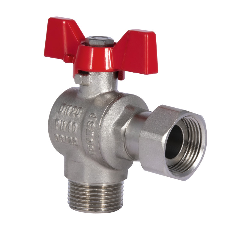 SD Forte Кран кульовий з накидною гайкою 3/4" ВЗ для води кутовий SF224W20