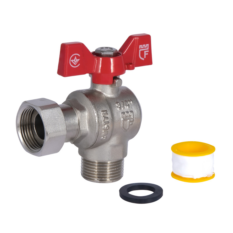 SD Forte Кран кульовий з накидною гайкою 3/4" ВЗ для води кутовий SF224W20