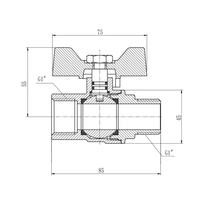 SD Forte Кран кульовий 1" ВЗ для газа (метелик) SF607G25