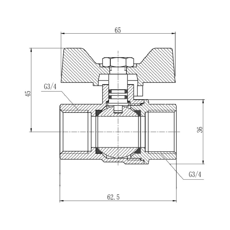 SD Forte Кран кульовий 3/4" ВР для газа (метелик) SF602G20