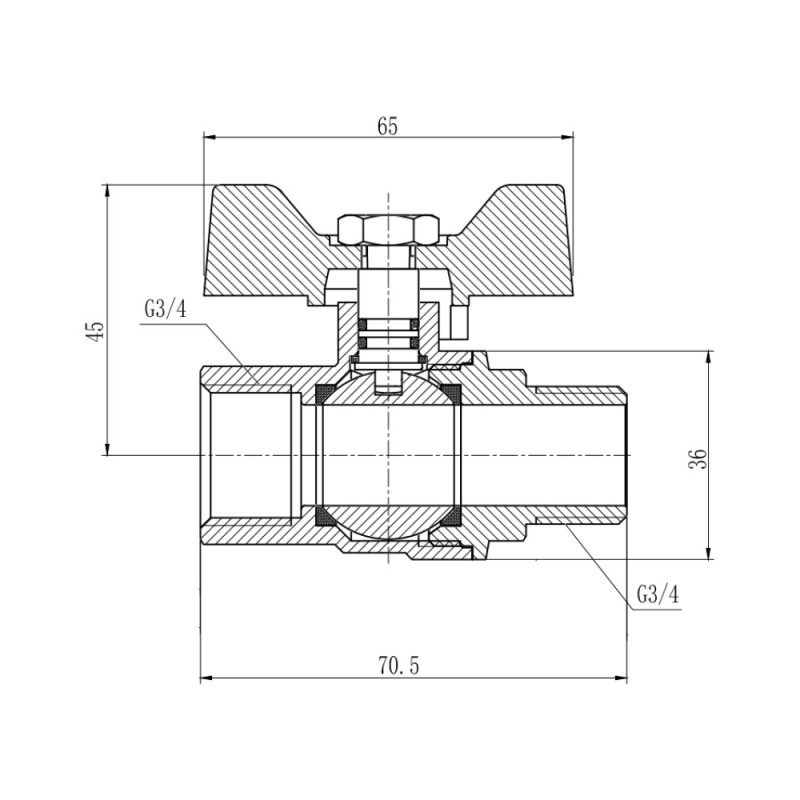 SD Forte Кран кульовий 3/4" ВЗ для газа (метелик) SF607G20