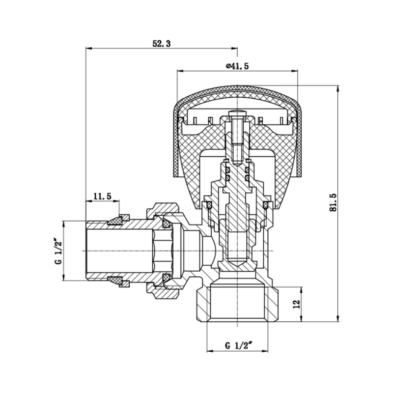 SD Forte Кран радіаторний Powerful 1/2" з антипротіканням кутовий SF232W15