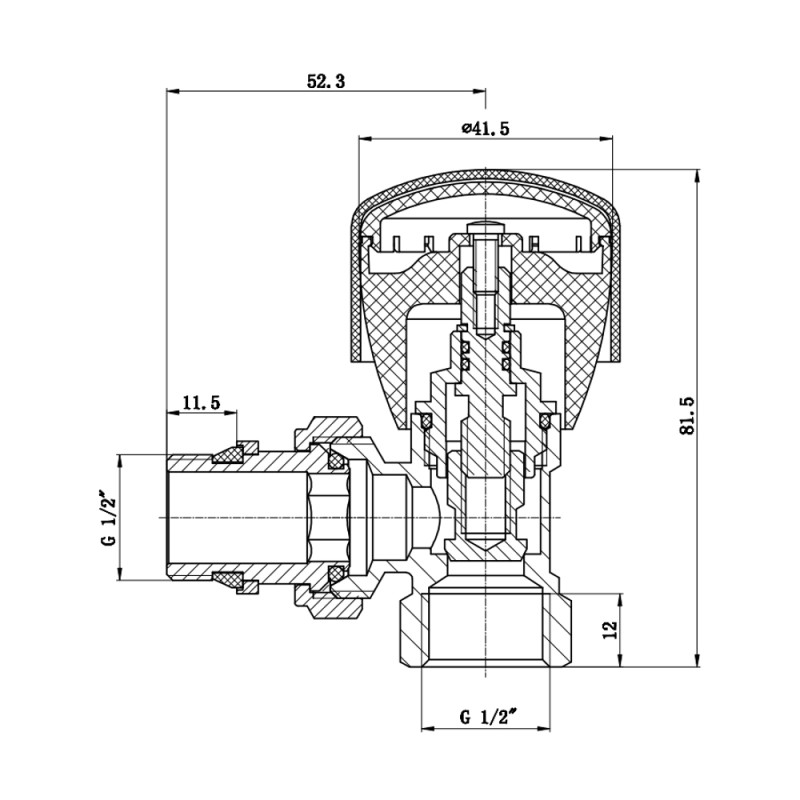 SD Forte Кран радіаторний Powerful 1/2" з антипротіканням кутовий SF232W15