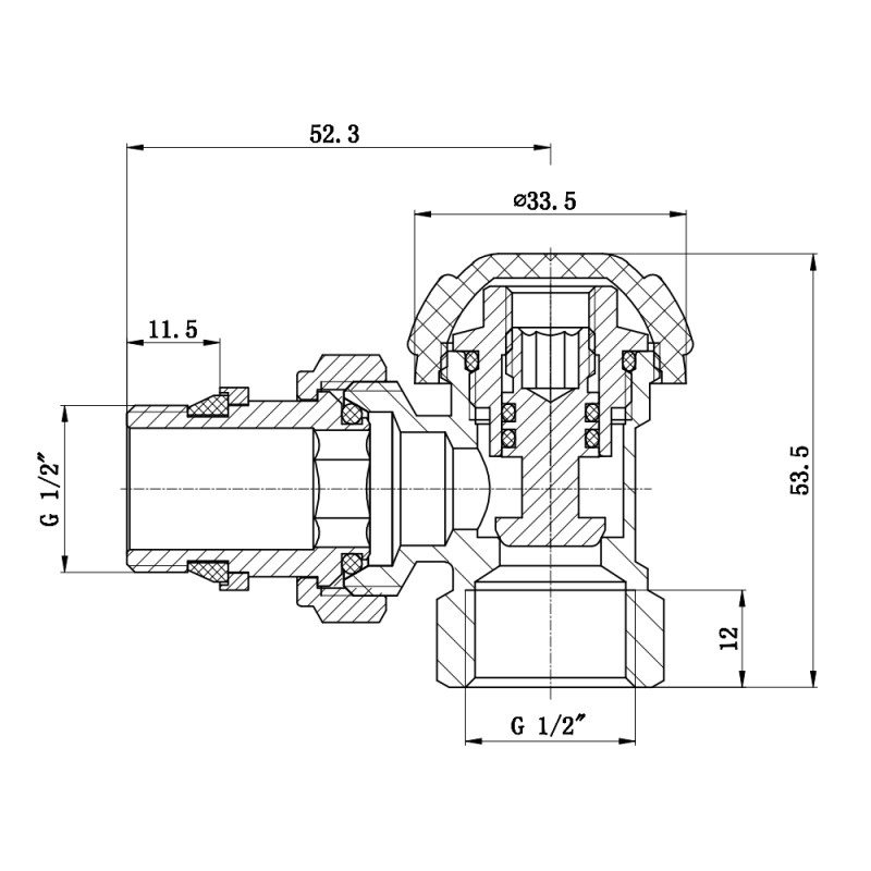 SD Forte Кран радіаторний Powerful 1/2" з антипротіканням кутовий SF233W15