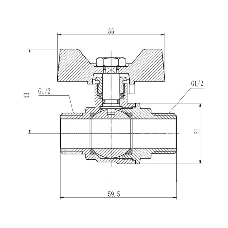 SD Forte Кран кульовий 1/2" ЗР для води (метелик) SF606W15