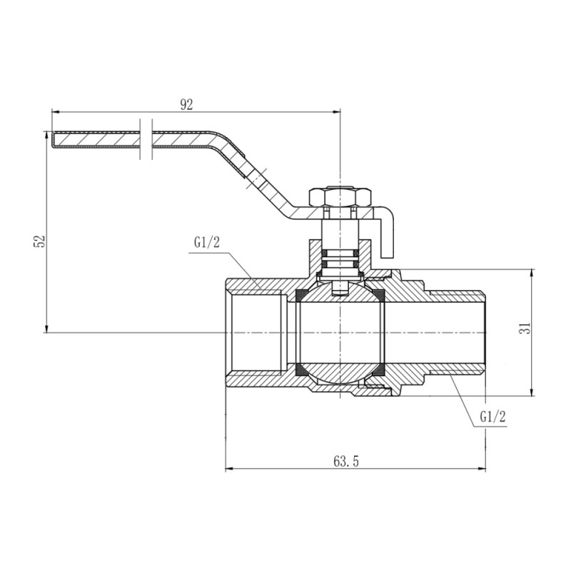 SD Forte Кран кульовий 1/2" ВЗ для газа (ручка) SF605G15