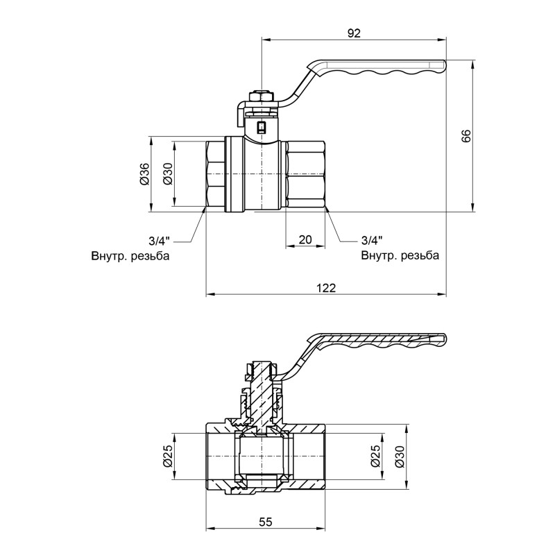 SD Plus Кран кульовий 3/4" ВР для води (важіль) SD600NW20PN40