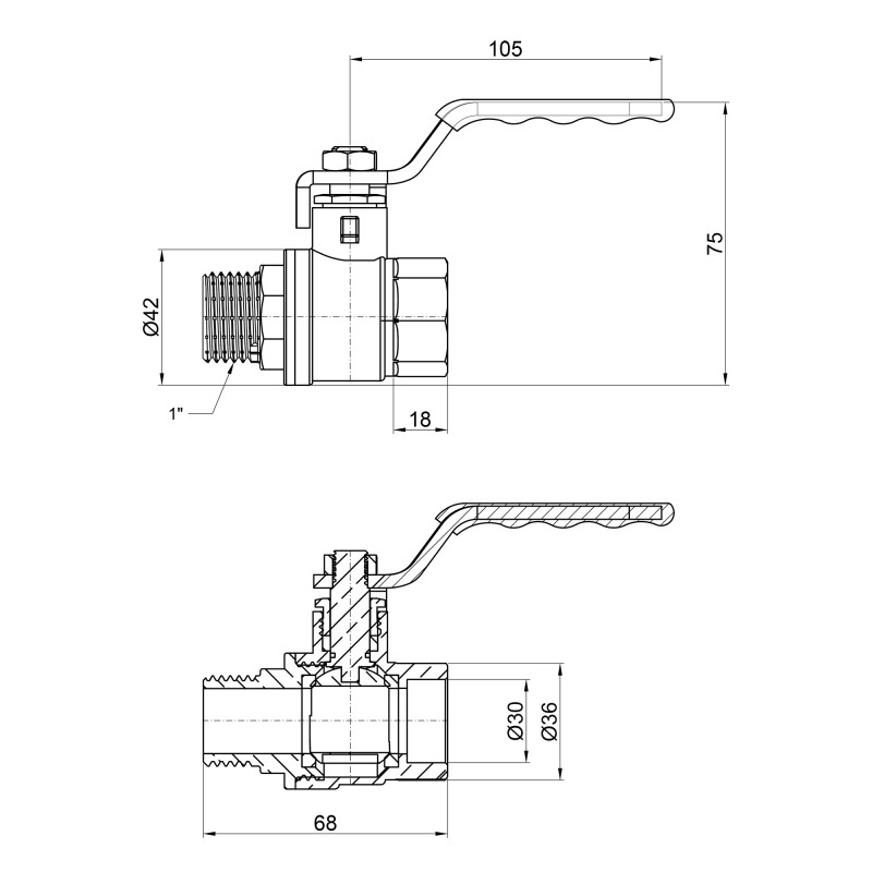 SD Plus Кран кульовий 1" ВЗ для води (важіль) SD605NW25PN40