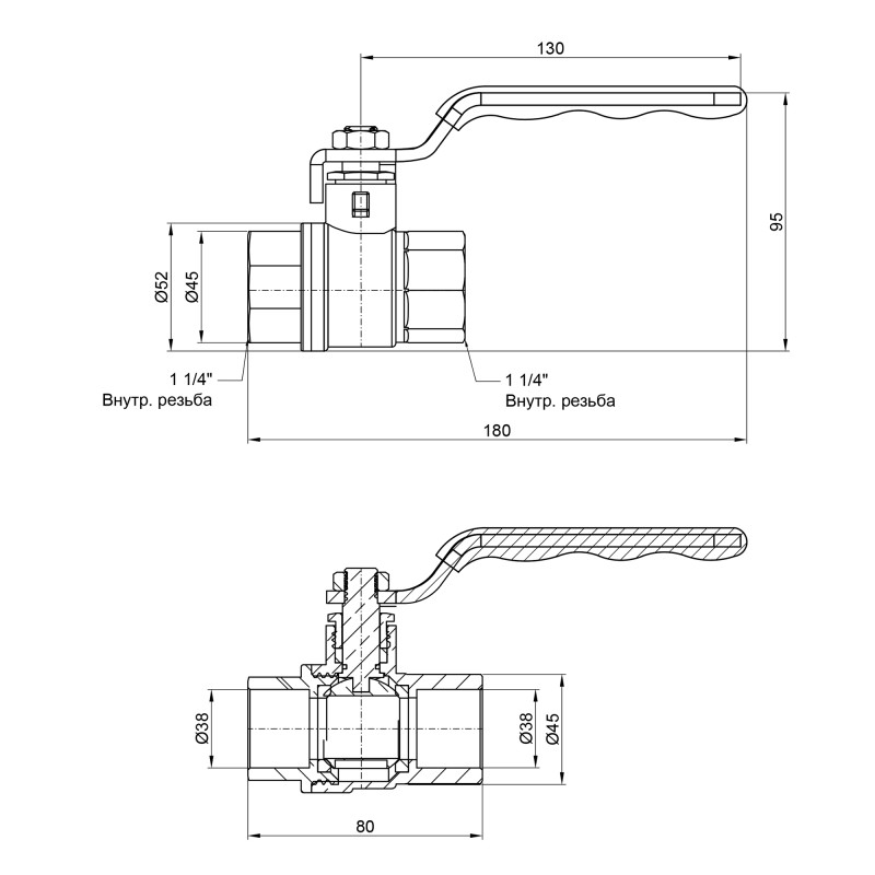 SD Plus Кран кульовий 1" 1/4 ВЗ для води (важіль) SD605NW32PN40