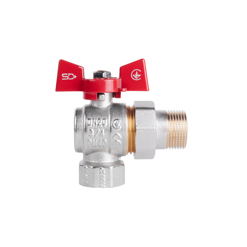 SD Plus Кран кульовий "Американка" 3/4" ВЗ кутовий SD222NW20PN40