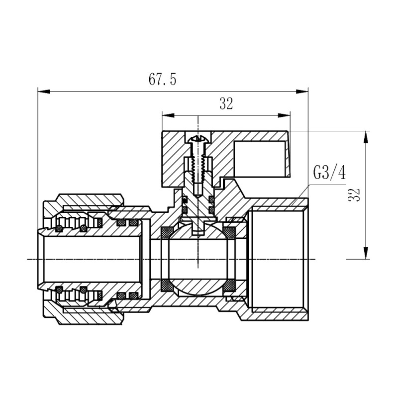 SD Forte Кран кульовий обтискний 20х3/4" ВР SF264W20
