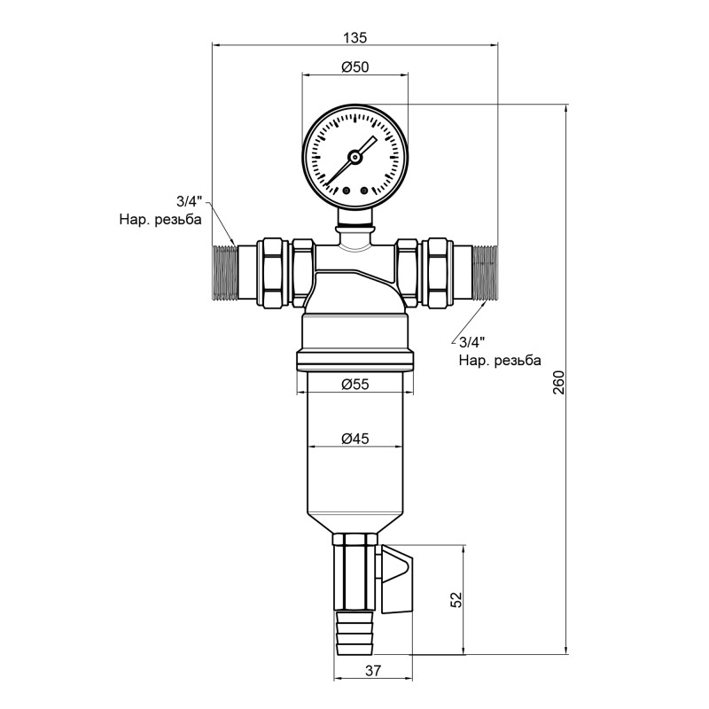 SD Forte Фільтр самопромивний 3/4" для води SF127W20