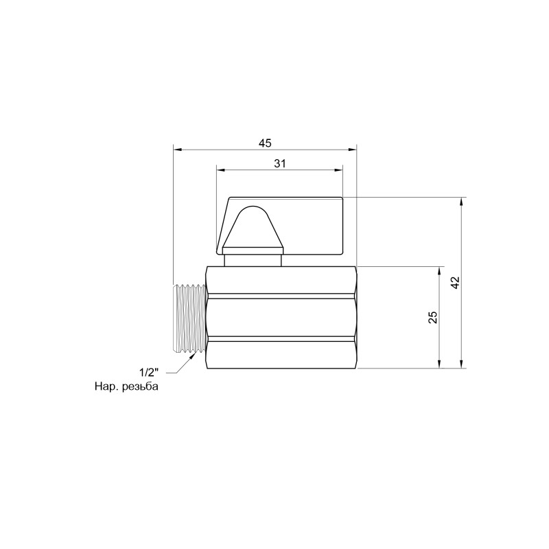 SD Plus Кран кульовий "Mini" 1/2" ВЗ SD188W15