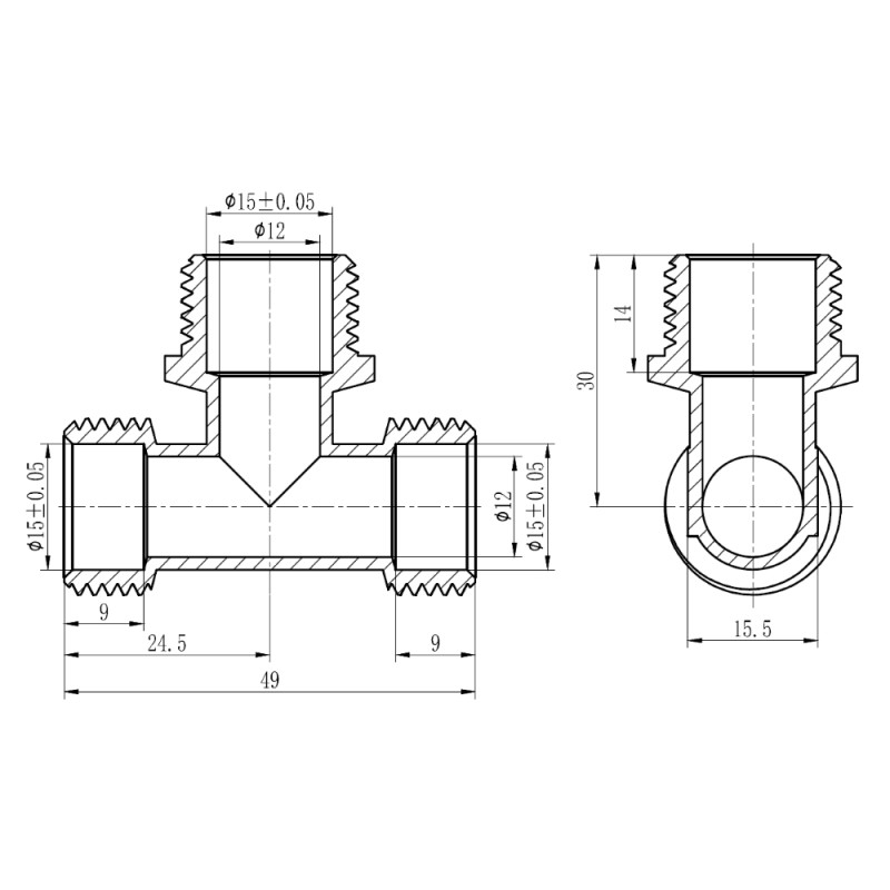 SD Forte Тройник обтискний 16х1/2"х16 ЗР SF178W161516