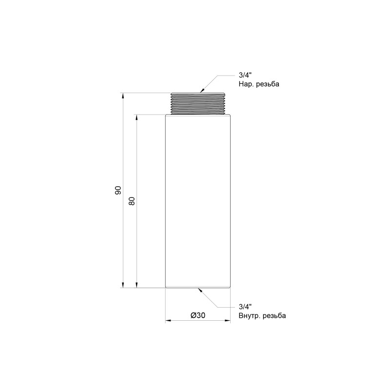 SD Plus Подовжувач 80х3/4" хром SD1302080