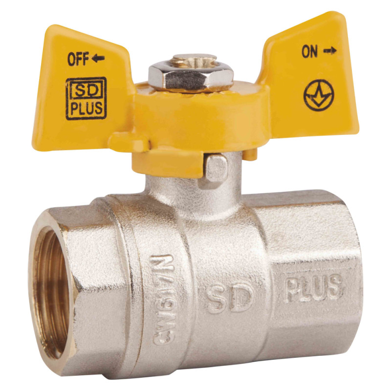 SD Plus Кран кульовий 1" ВР для газу (метелик) SD602NG25PN40