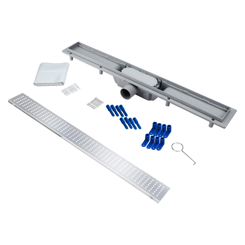 Qtap Трап Dry FB304-700 лінійний з сухим закривом та нержавіючою решіткою 700х73