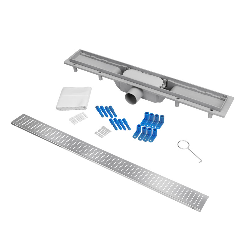 Qtap Трап Dry FB304-800 лінійний з сухим закривом та нержавіючою решіткою 800х73