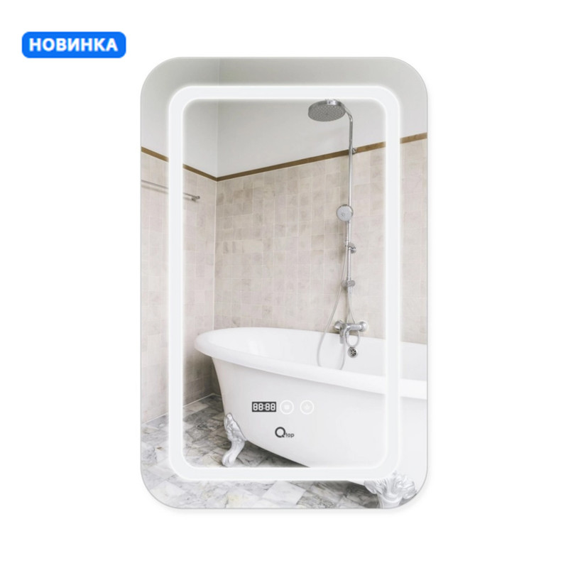 Qtap Дзеркало Mideya (DC-F911) 500х800 з LED-підсвічуванням Touch, з антизапотіванням, з годинником, димером, рег. яскравості QT2078F911W