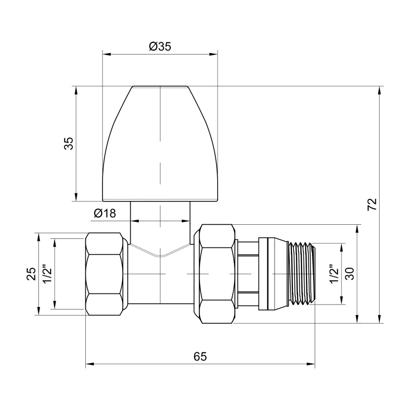 SD Plus Кран радіаторний 1/2" ВЗ з антипротіканням прямий SD226W15